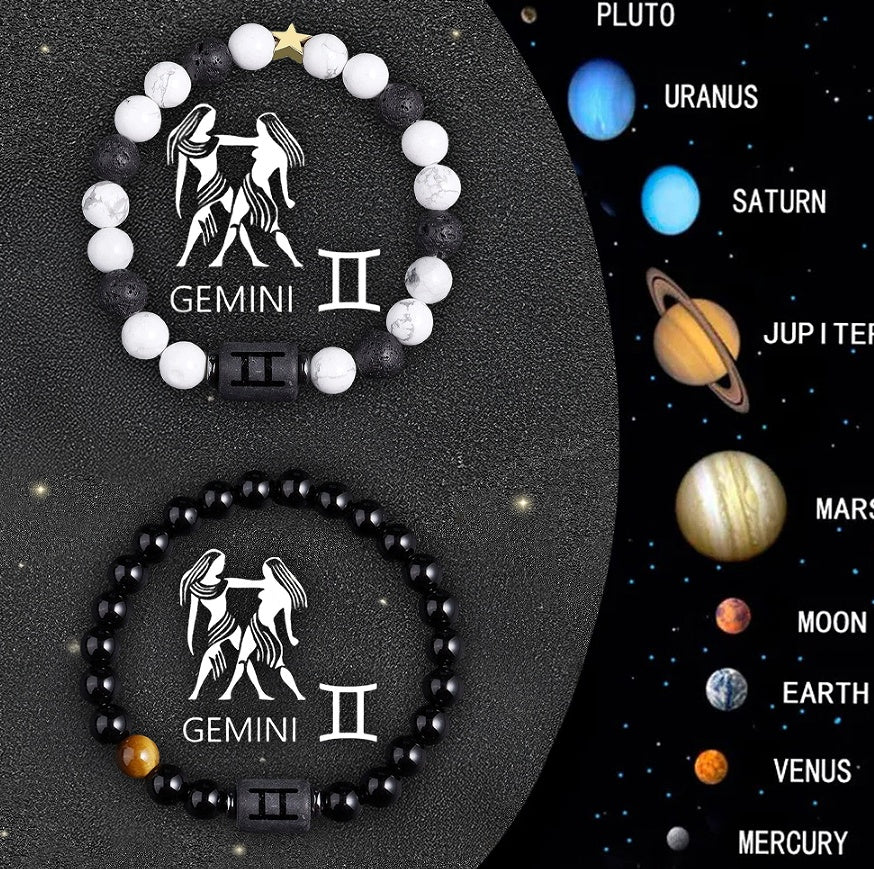 Celestial Eclipse Zodiac Bracelet Set – Choose Your Sign