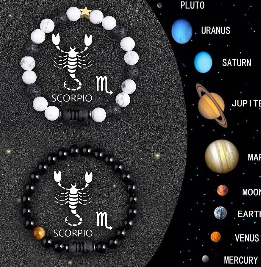 Celestial Eclipse Zodiac Bracelet Set – Choose Your Sign